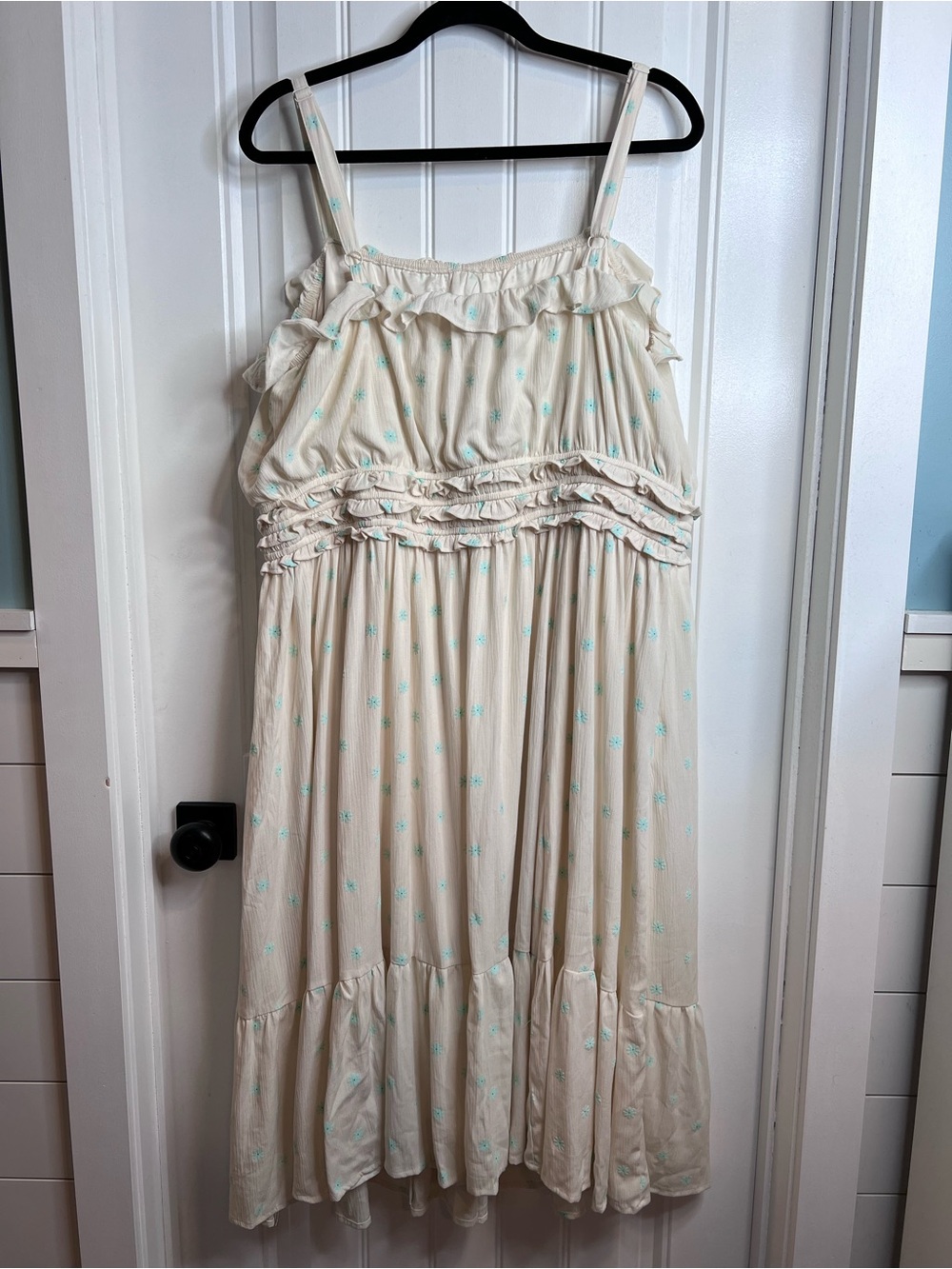 TORRID Cream Smocked Waist Midi Dress Delicate Blue Floral Print. Size 3. - Picture 5 of 16